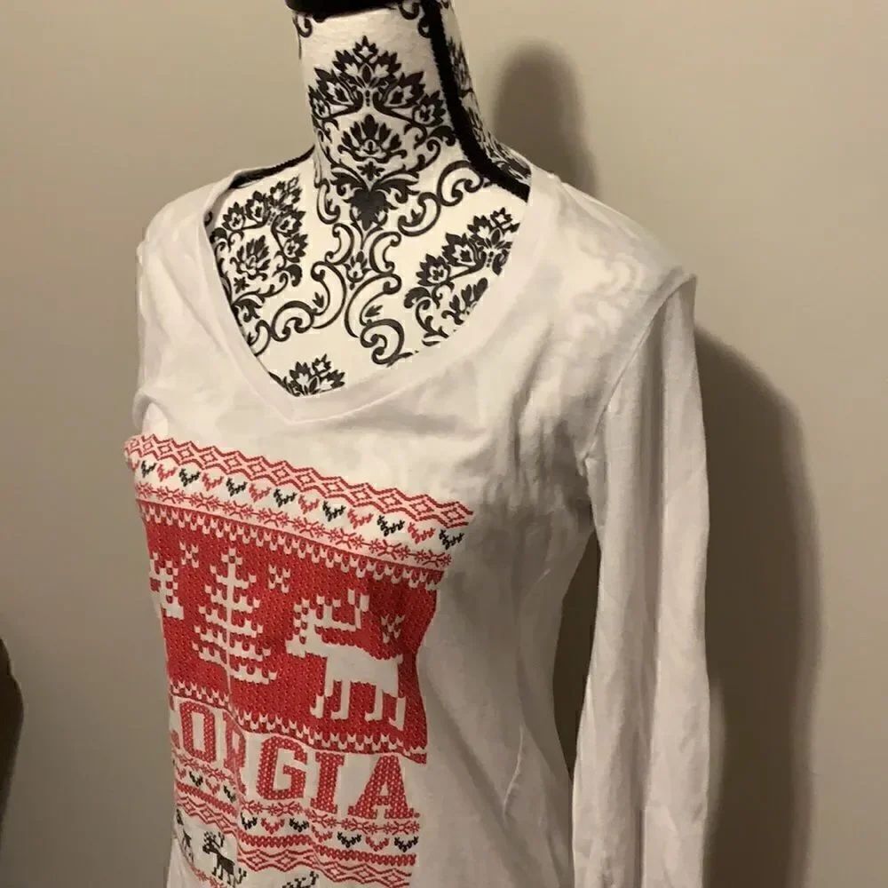 Champion White Christmas Georgia Shirt Size Small - Picture 3 of 4